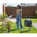 Erdspieß für Schlauchtrommel Halter Hallterung mit Universalkupplung Bodenanker Gartenschlauch aus Aluminium & verzinktem Stahl – stabiler Standfuß für Schlauchaufroller