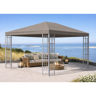 Rank Pavillon 3x4m Metall Garten Partyzelt Beigegrau RAL 7006
