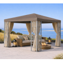 Rank Pavillon 3x3m Beigegrau Metallpavillon Polyester PVC beschichtet