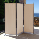 Paravent 170 x 165 cm Fabric Room Devider Garden 3-Part Patrition Wall Foldable Balcony Privacy Screen Beige