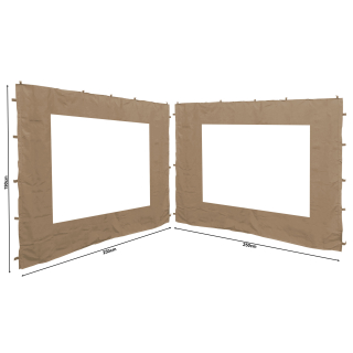 2 Side Panels with PE Window 250x190cm Beige for Gazebo 3x3m