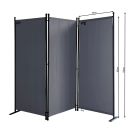 Paravent 170 x 165 cm Fabric Room Devider Garden 3-Part Patrition Wall Foldable Balcony Privacy Screen Black