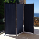Paravent 170 x 165 cm Fabric Room Devider Garden 3-Part Patrition Wall Foldable Balcony Privacy Screen Black