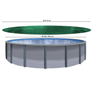 QUICK STAR Winter Swimming Pool Cover Round 180g/m² for Poolsize 550-600cm Tarpaulin dimension ø 680cm Green