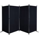 Paravent 220 x 165 cm Fabric Room Devider Garden 4-Part Patrition Wall Foldable Balcony Privacy Screen Black