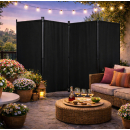 Paravent 4 Teilig 165 x 220 cm Schwarz - Garten & Balkon Sichtschutz Stellwand Innen & Außen - Raumteiler Trennwand Faltbar Blickdicht & Wetterfest