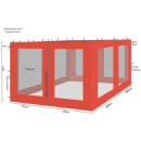 4 Side Panels with Mosquito Net 300/400x195cm Orange-Red for Gazebo 3x4m