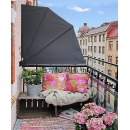 Balkonfächer 140 x 140 cm Grau, Easy Mount Wandplatte, Balkon Sichtschutz Fächer Blickdicht, Windschutz Trennwand Wetterfest