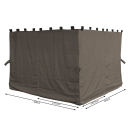 4 Side Panels with Zip 300x195cm Brown-Grey for Gazebo 3x4m
