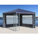 Rank Gazebo Set 3x3m metal garden party tent anthracite with 2 side parts with window