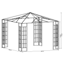 Rank Pavillon Set 3x3m Metall Garten Partyzelt Anthrazit mit 2 Seitenteilen mit Fenster