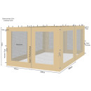 Garten Bl&auml;tter Pavillon 3x3m Sand Partyzelt Metall Carport mit 4 Seitenteilen mit Moskitonetz