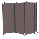 2 Piece Paravent 170 x 165 cm Fabric Room Devider Garden 3-Part Patrition Wall Foldable Balcony Privacy Screen Grey-Brown