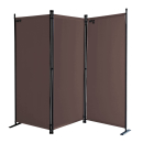 2 Piece Paravent 170 x 165 cm Fabric Room Devider Garden 3-Part Patrition Wall Foldable Balcony Privacy Screen Grey-Brown