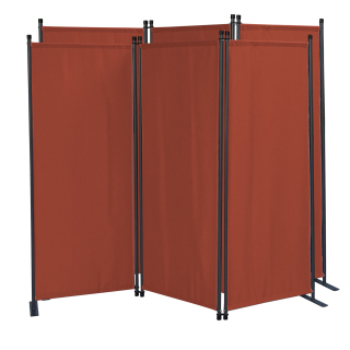 2 Piece Paravent 170 x 165 cm Fabric Room Devider Garden 3-Part Patrition Wall Foldable Balcony Privacy Screen Orange-Red