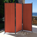 2 Piece Paravent 170 x 165 cm Fabric Room Devider Garden 3-Part Patrition Wall Foldable Balcony Privacy Screen Orange-Red