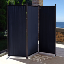 2 Piece Paravent 170 x 165 cm Fabric Room Devider Garden 3-Part Patrition Wall Foldable Balcony Privacy Screen Black