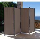 2 Piece Paravent 220 x 165 cm Fabric Room Devider Garden 4-Part Patrition Wall Foldable Balcony Privacy Screen Grey-Brown